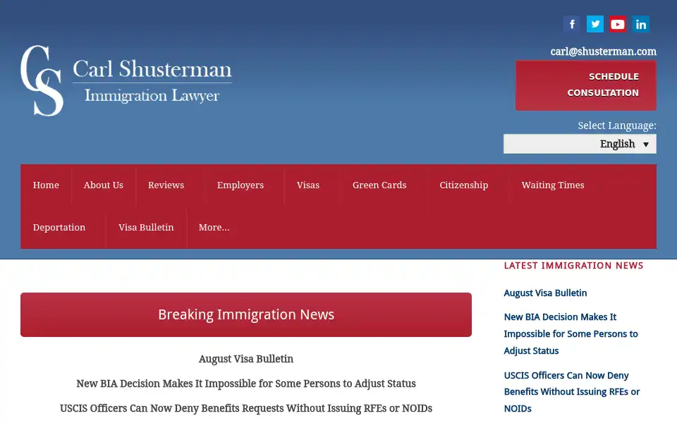 Screenshot of shusterman.com