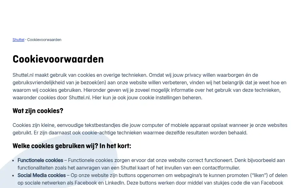 Screenshot of shuttel.nl