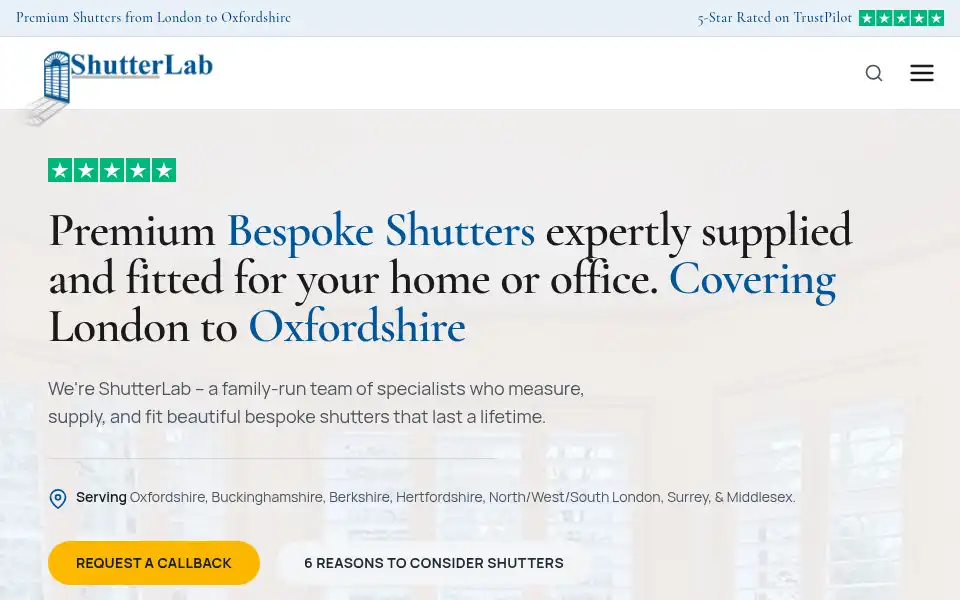 Screenshot of shutterlab.uk