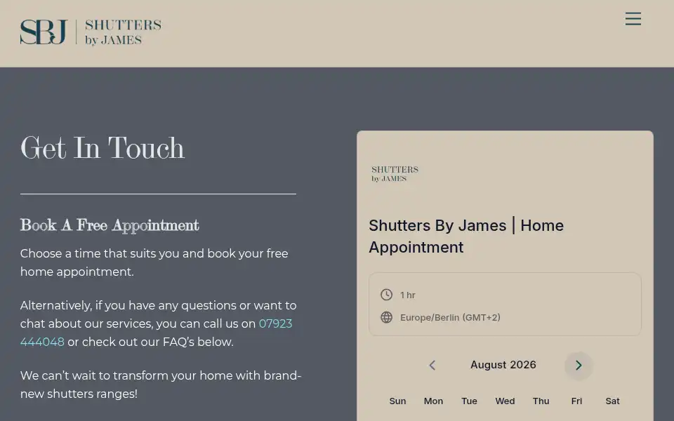 Screenshot of shuttersbyjames.co.uk