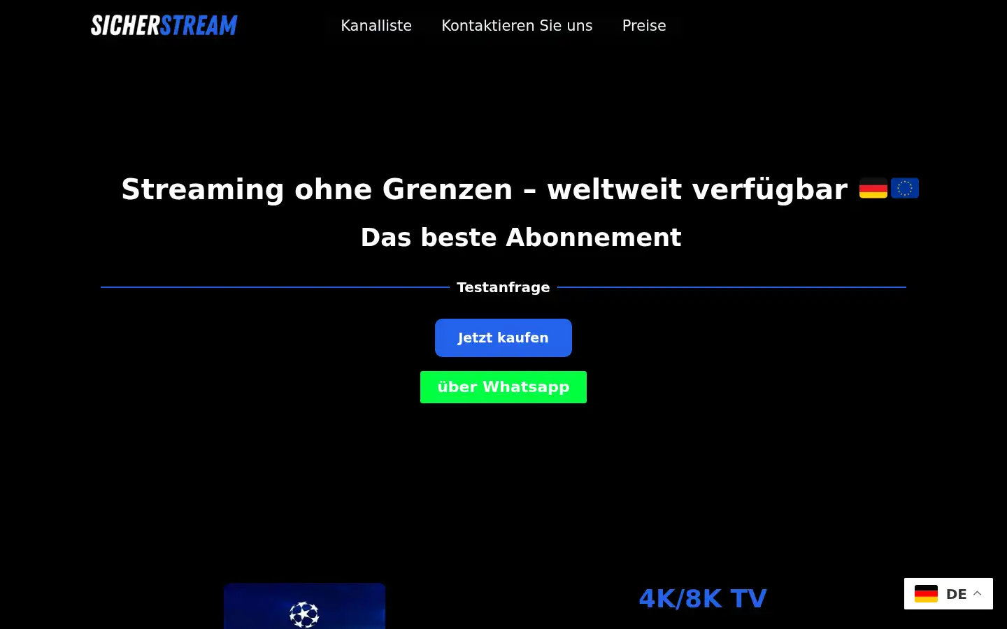 Screenshot of sicherstream.com
