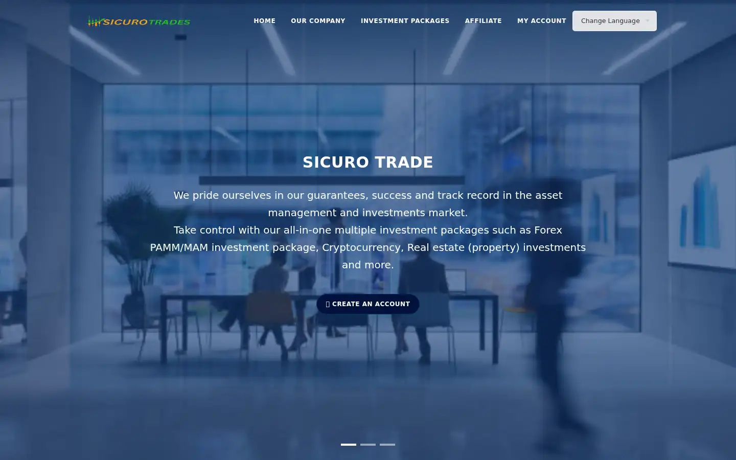Screenshot of sicurotrade.org