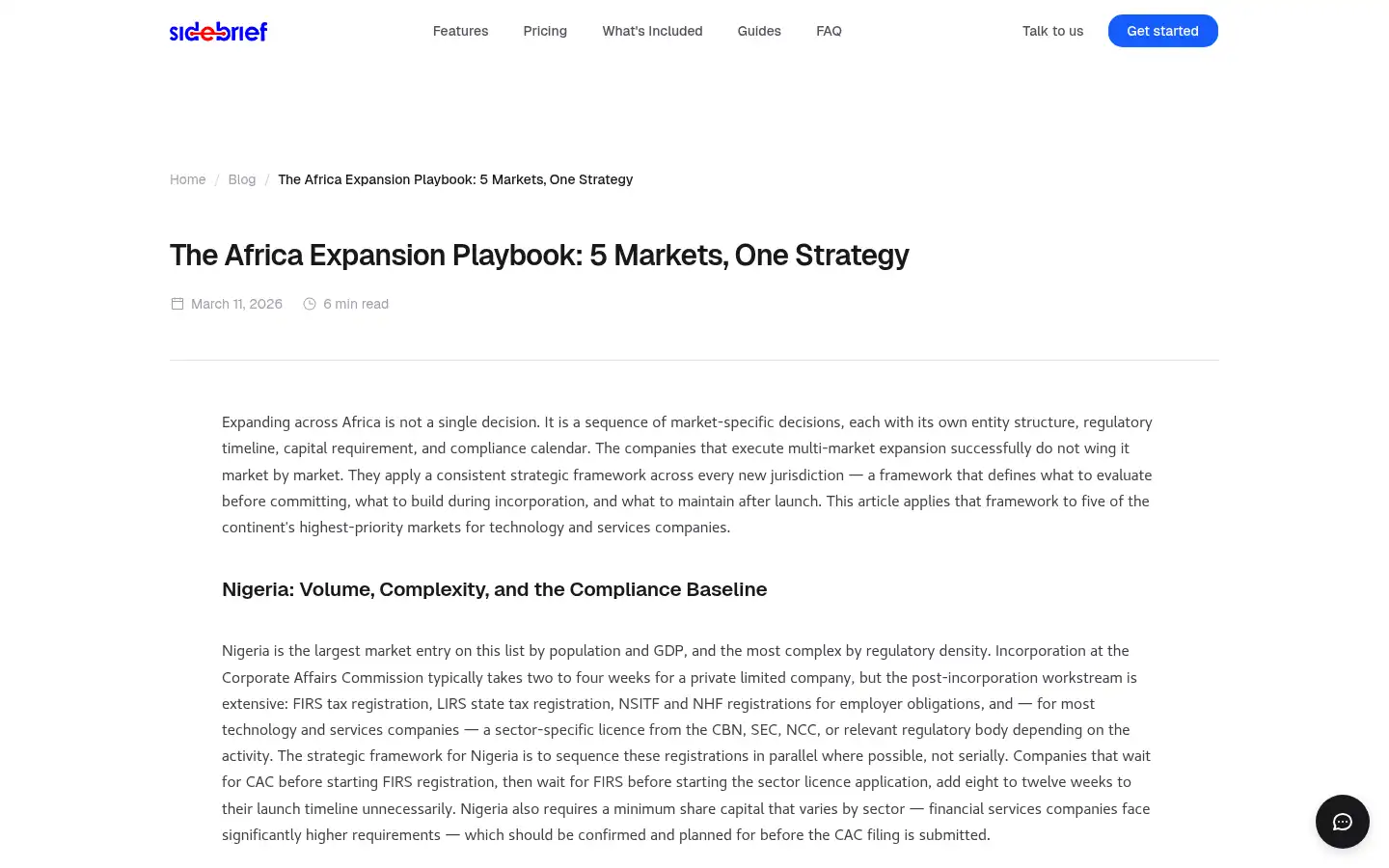 Screenshot of sidebrief.com