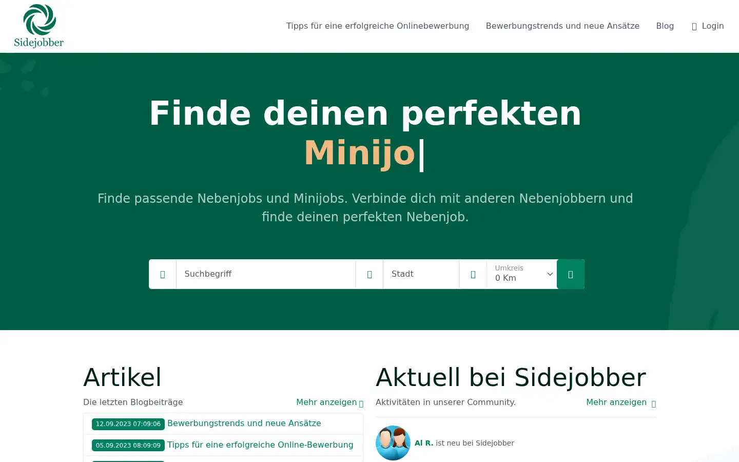 Screenshot of sidejobber.de