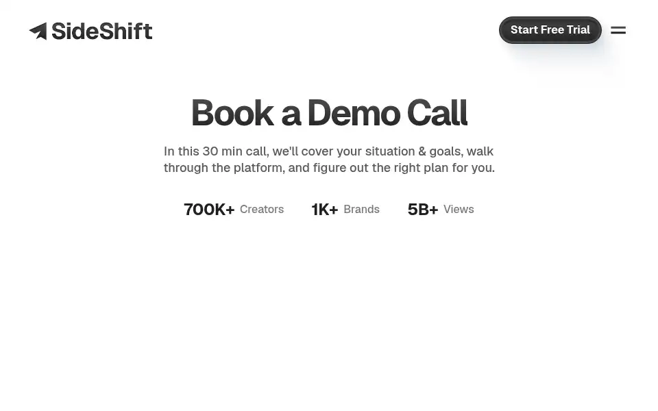 Screenshot of sideshift.app