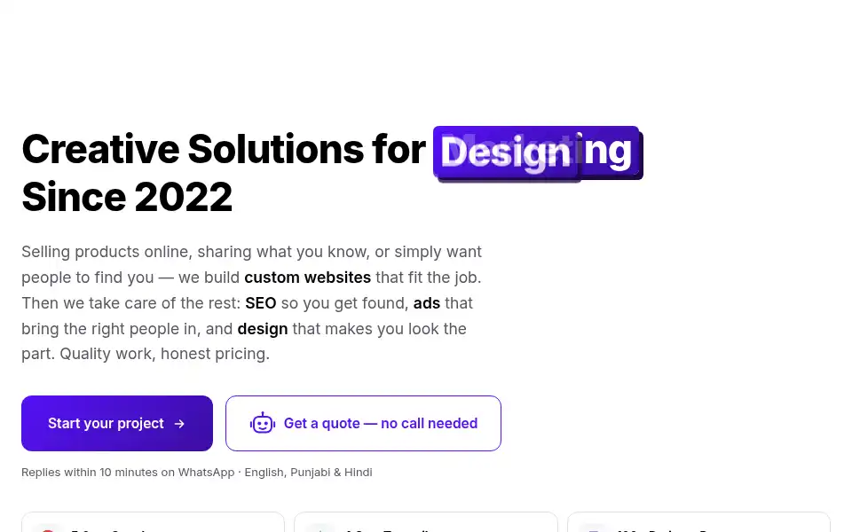 Screenshot of sidhusolutions.net