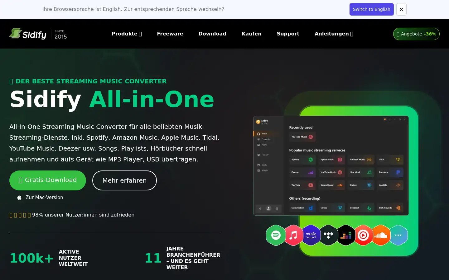 Screenshot of sidify.de