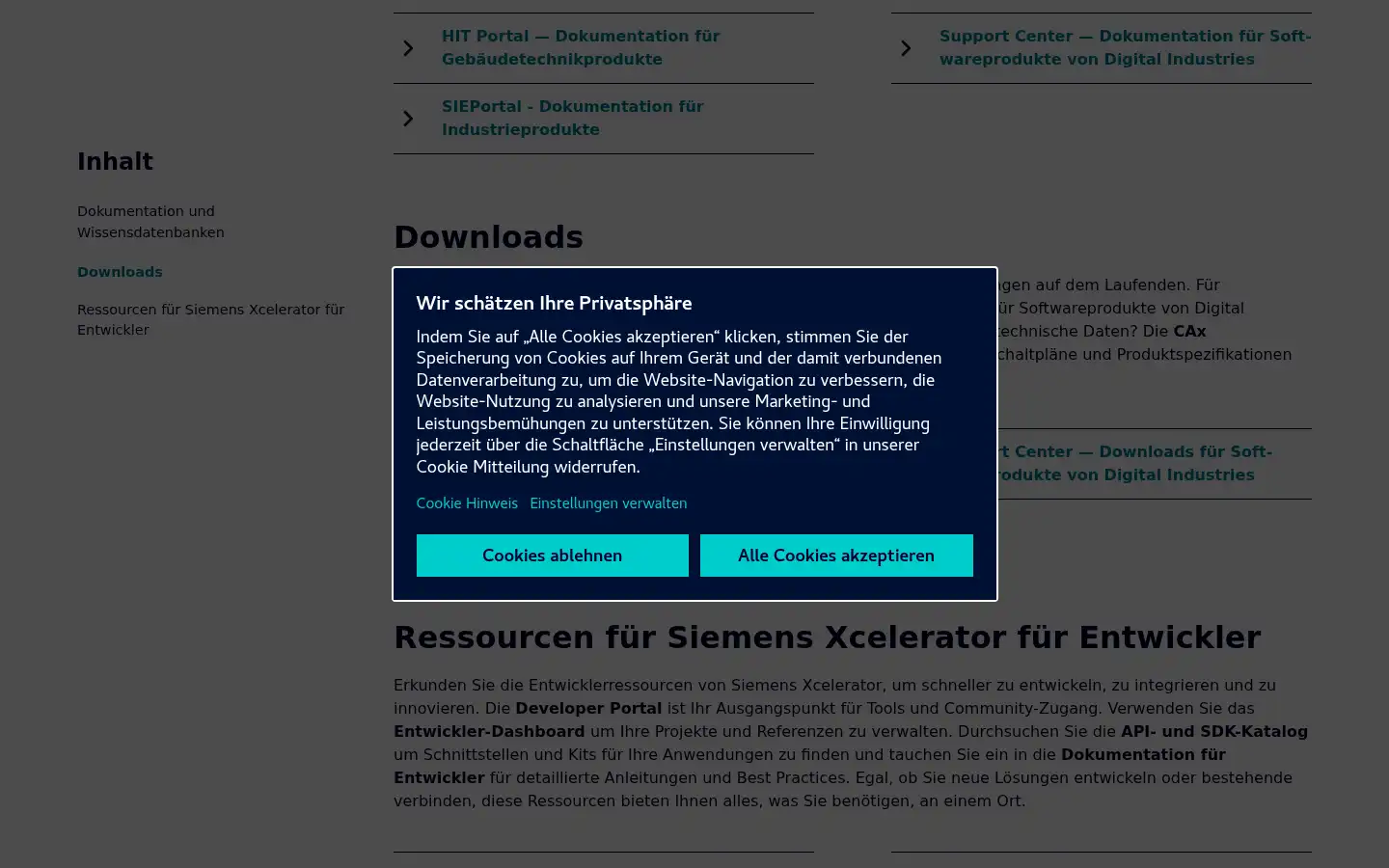 Screenshot of siemens.de