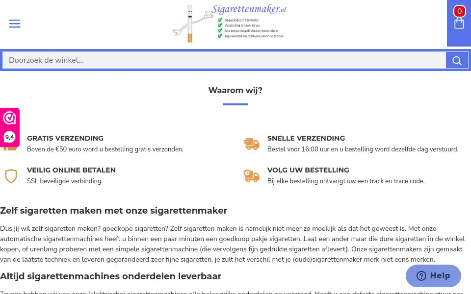 Screenshot of sigarettenmaker.nl