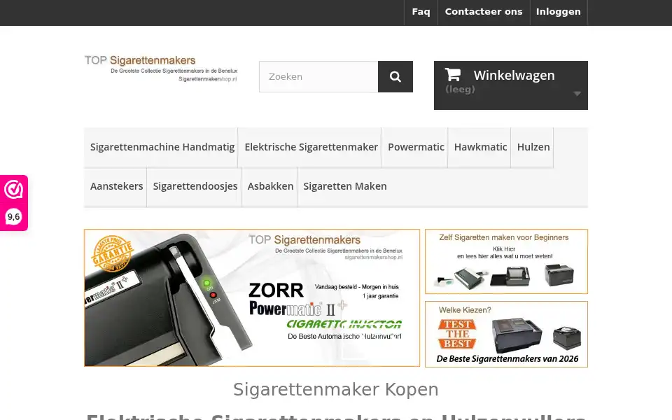 Screenshot of sigarettenmakershop.nl