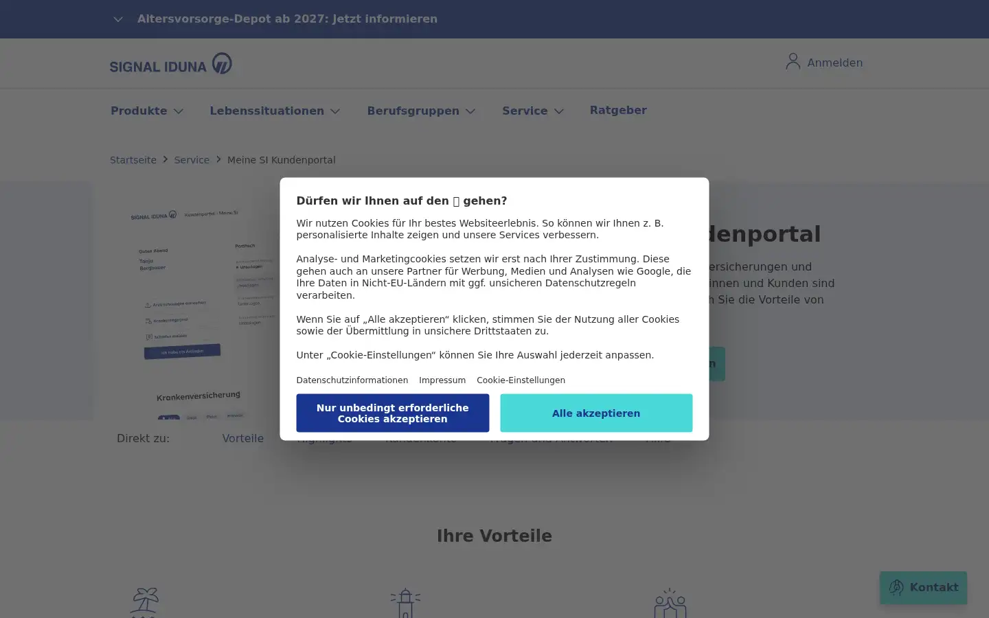 Screenshot of signal-iduna.de