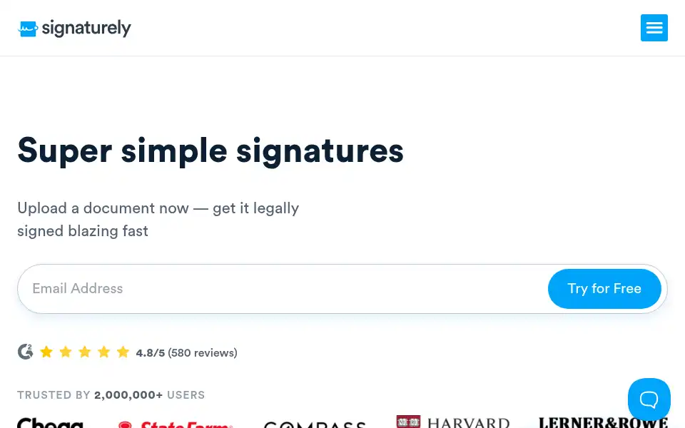 Screenshot of signaturely.com