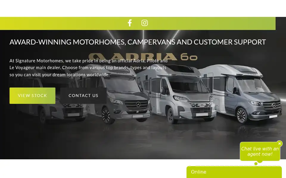 Screenshot of signaturemotorhomes.co.uk