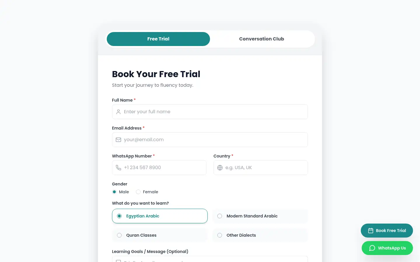 Screenshot of signup.learnarabic08.com