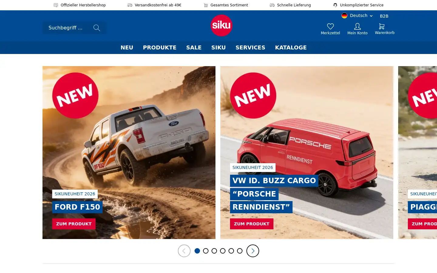 Screenshot of siku.de