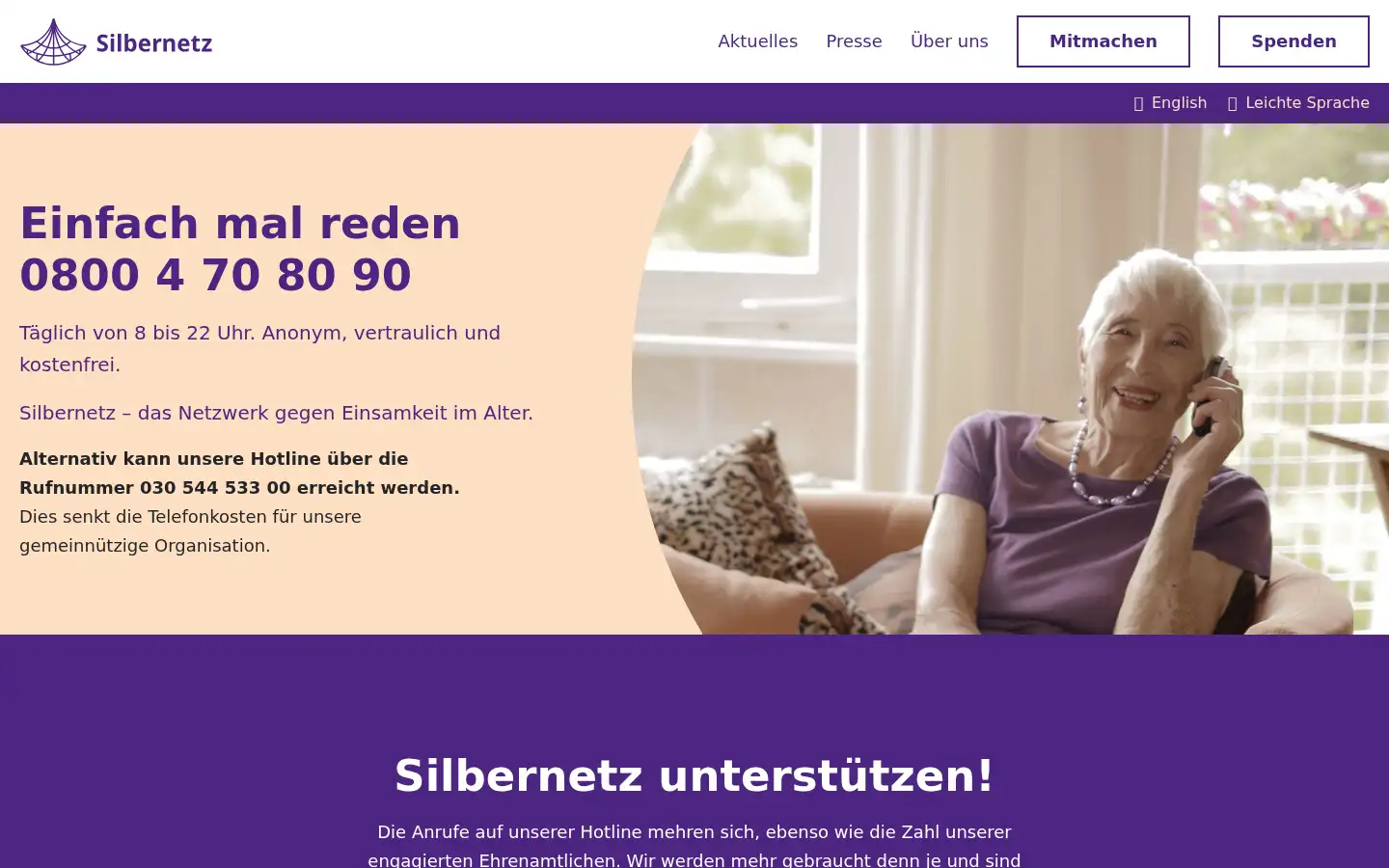 Screenshot of silbernetz.org
