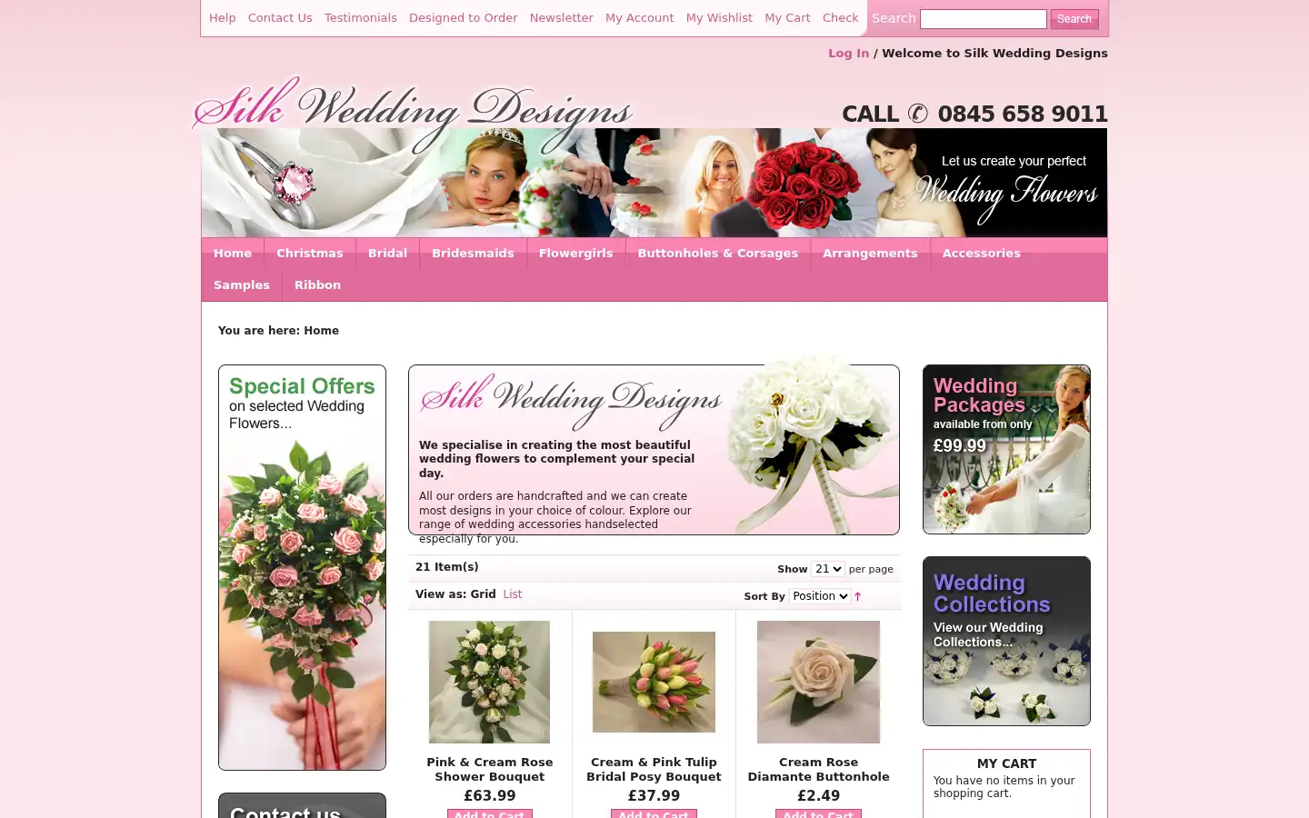 Screenshot of silkweddingdesigns.com