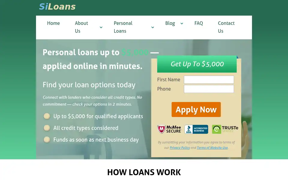 Screenshot of siloans.com