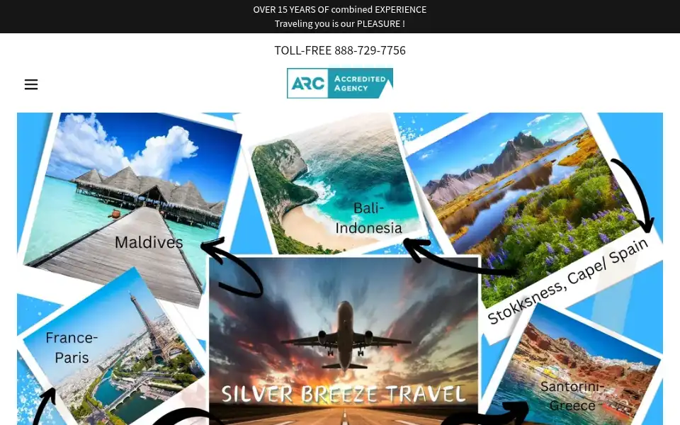 Screenshot of silverbreezetravels.com