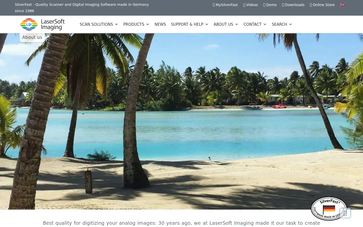 Screenshot of silverfast.com