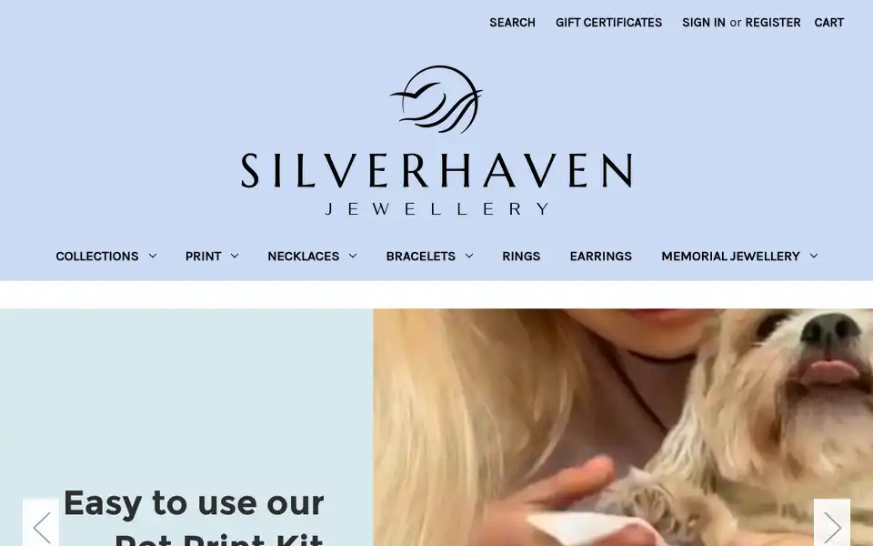 Screenshot of silverhavenjewellery.com