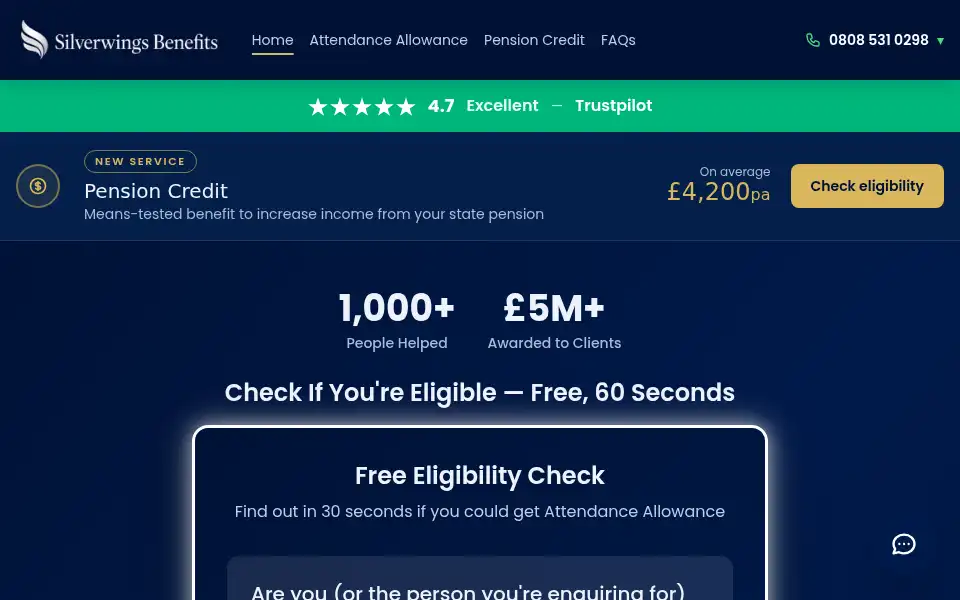 Screenshot of silverwingsbenefits.com