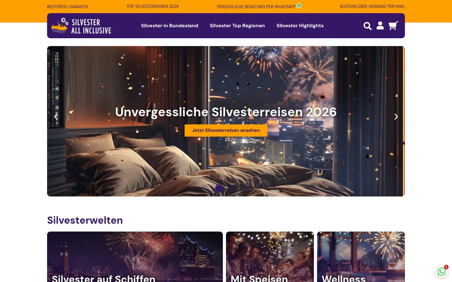 Screenshot of silvester-all-inclusive.de