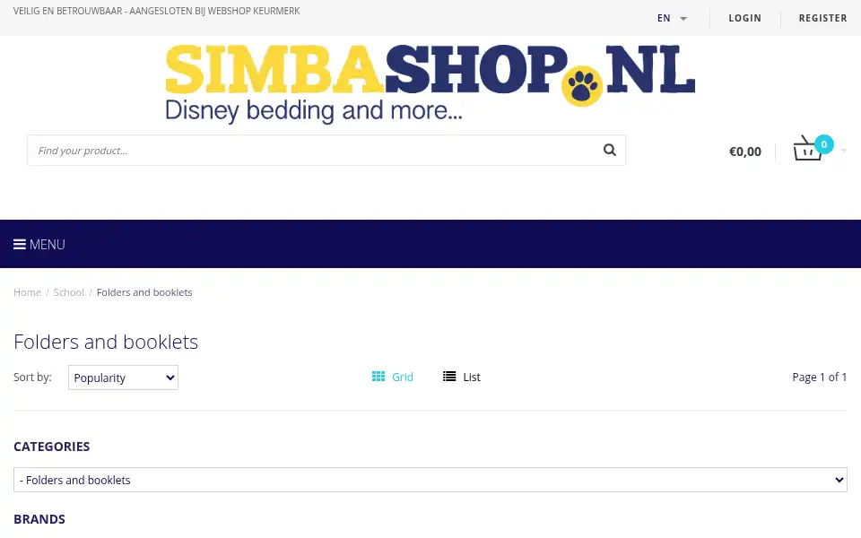 Screenshot of simbashop.nl