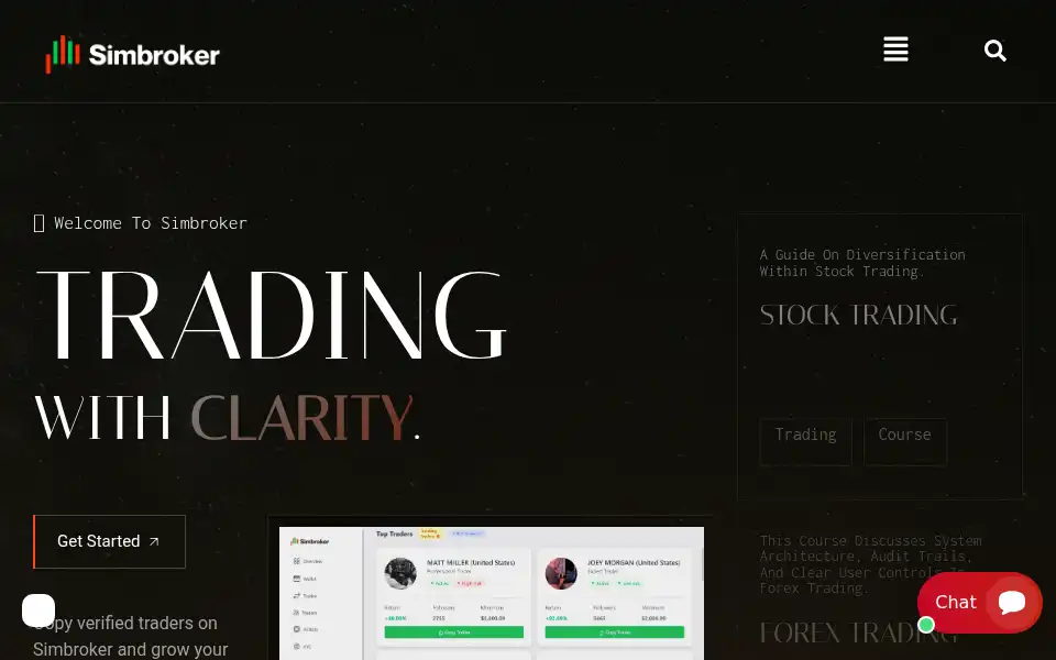 Screenshot of simbroker.io