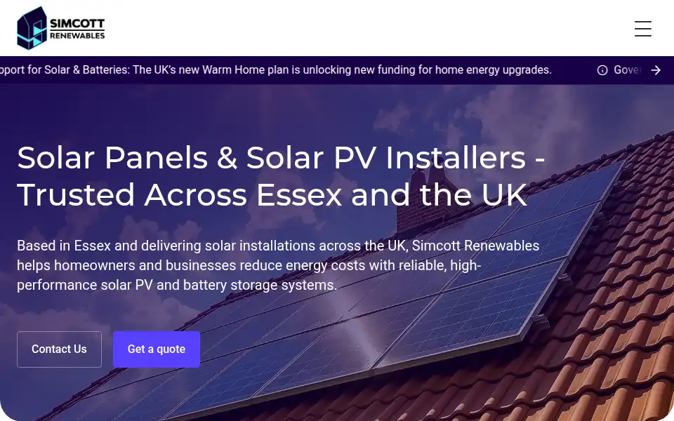 Screenshot of simcottrenewables.co.uk