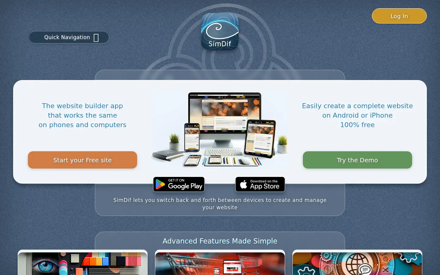 Screenshot of simdif.com