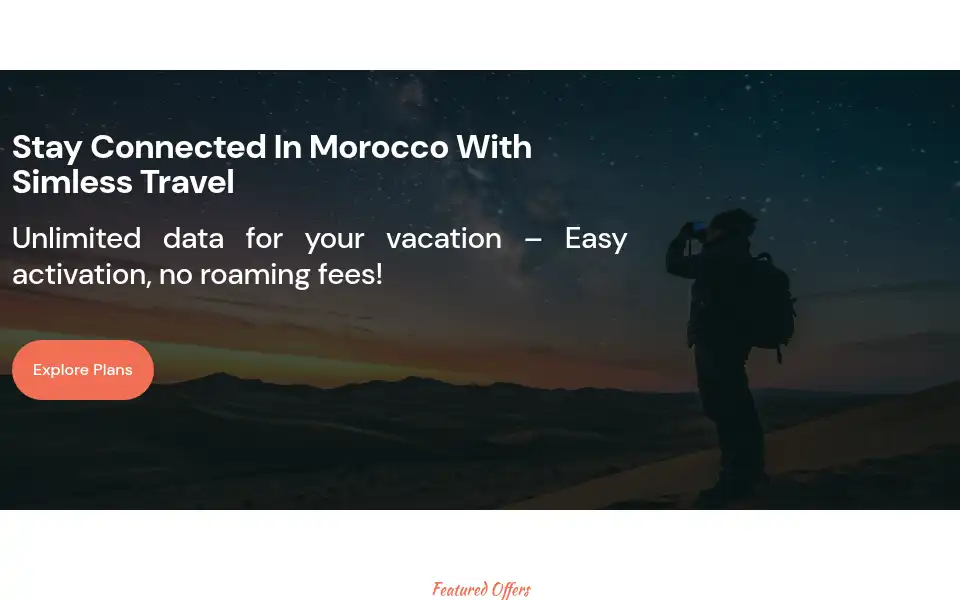 Screenshot of simless.travel