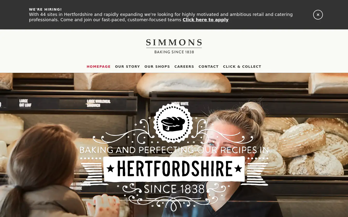 Screenshot of simmonsbakers.com