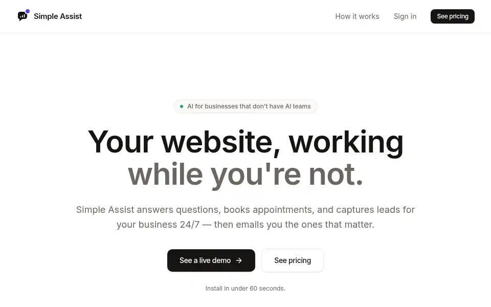 Screenshot of simpleassist.io