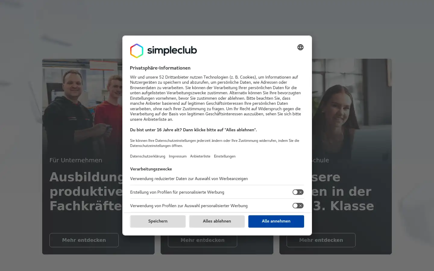 Screenshot of simpleclub.com