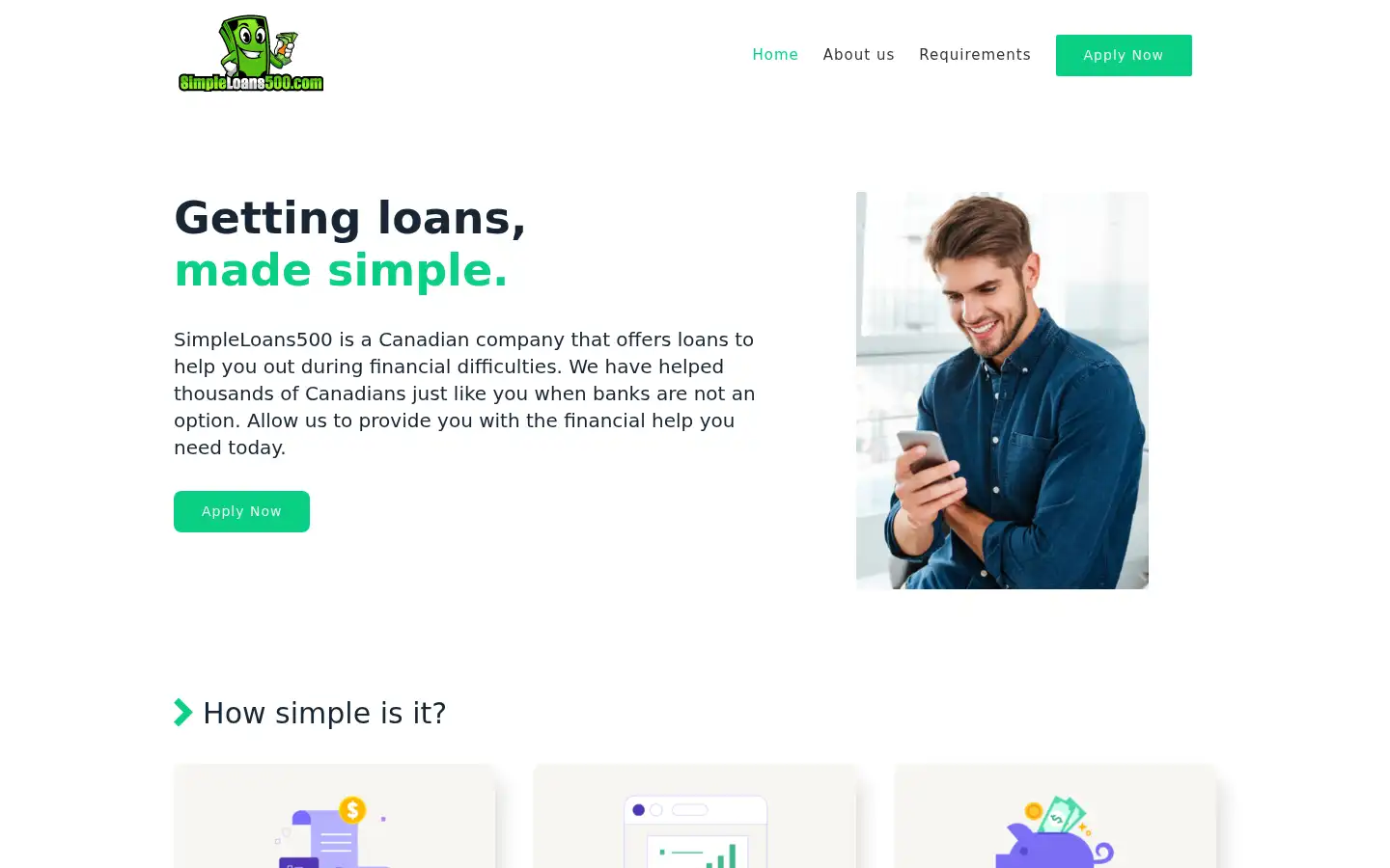 Screenshot of simpleloans500.com