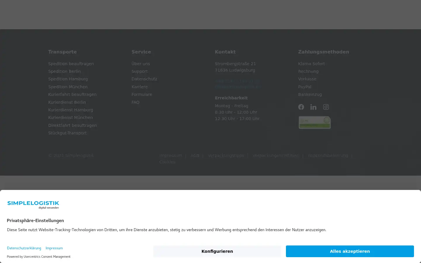 Screenshot of simplelogistik.de