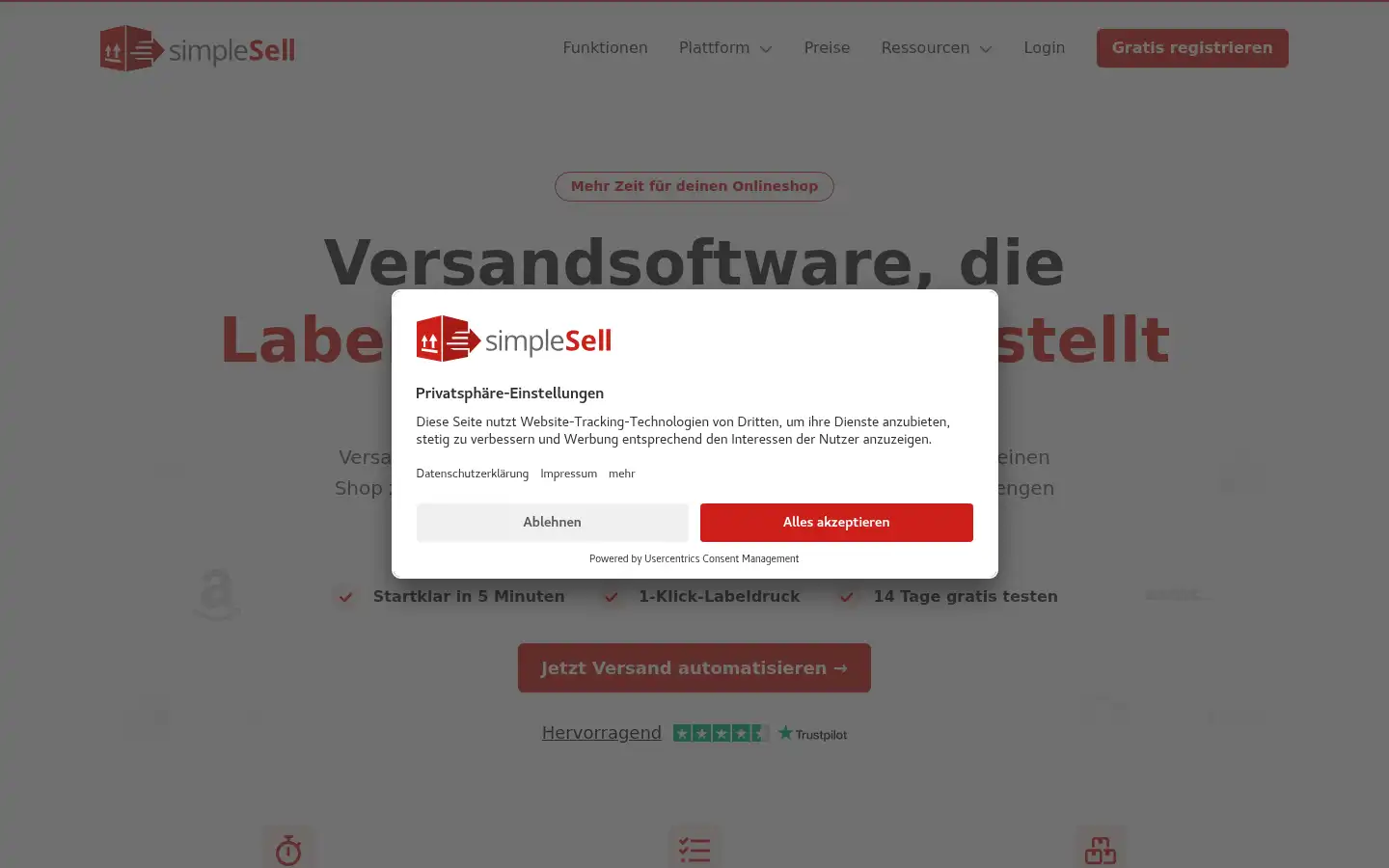 Screenshot of simplesell.de