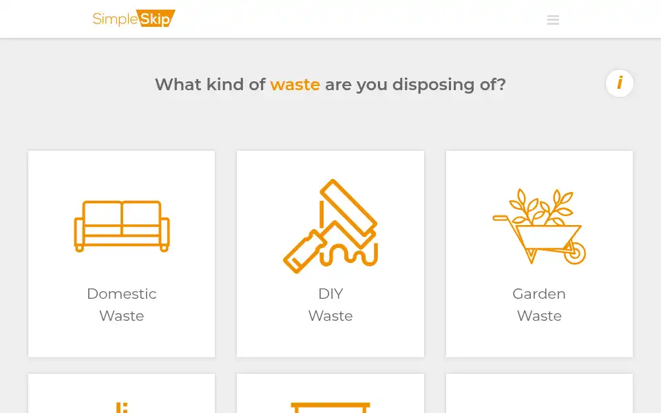 Screenshot of simpleskip.co.uk