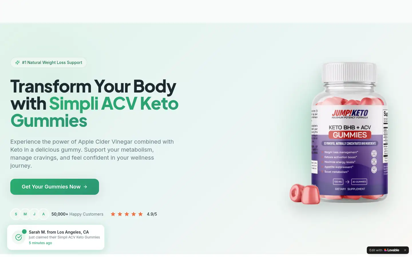 Screenshot of simpliacvketo.lovable.app