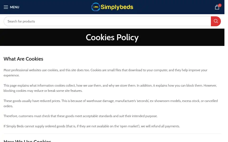Screenshot of simplybedsonline.co.uk