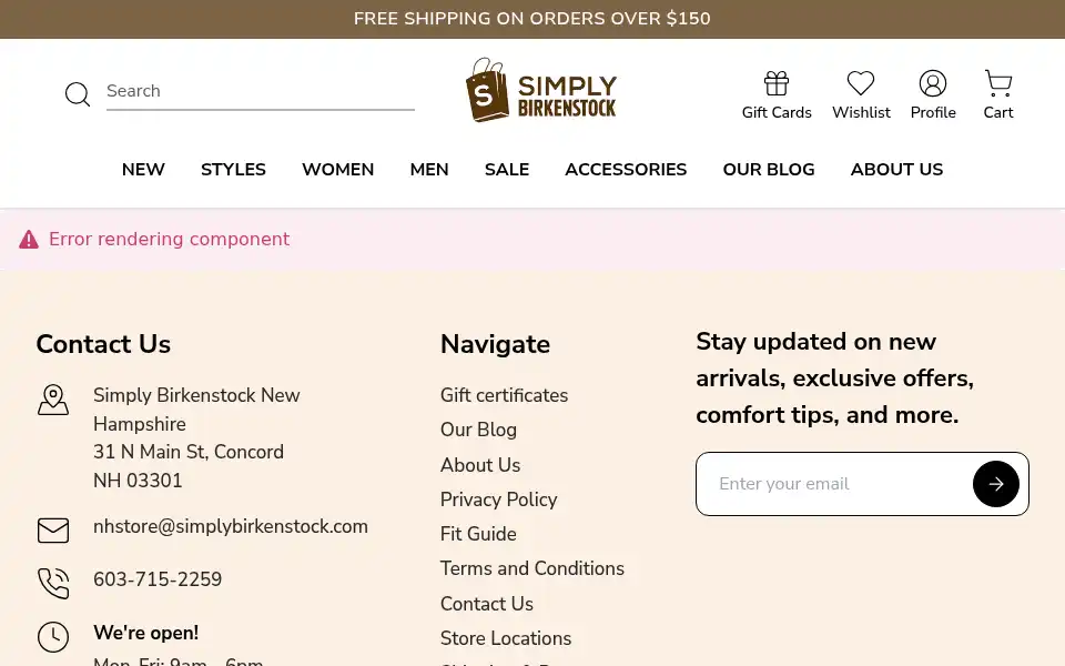 Screenshot of simplybirkenstock.com