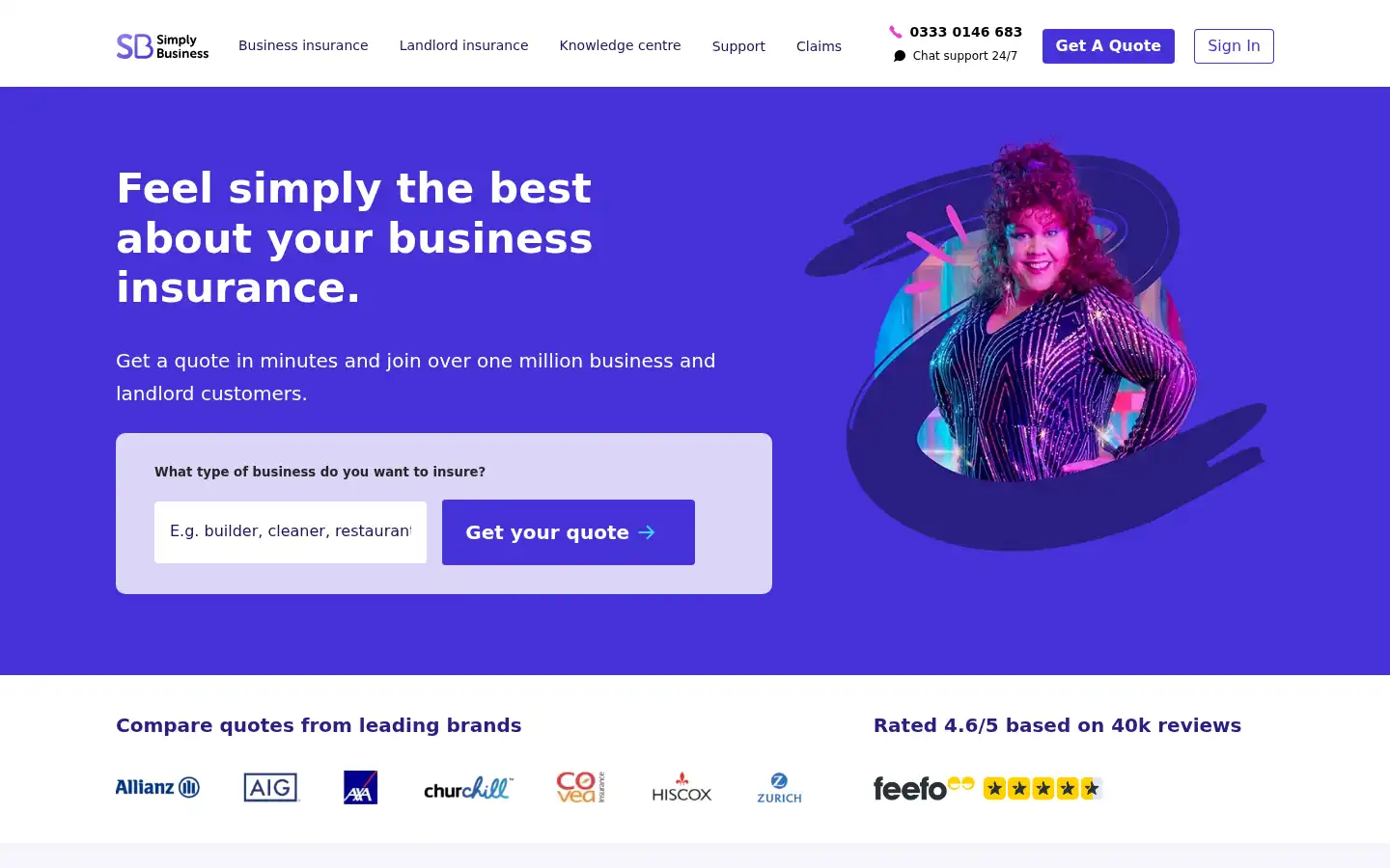 Screenshot of simplybusiness.co.uk