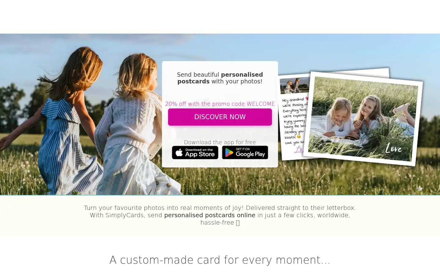 Screenshot of simplycards.com