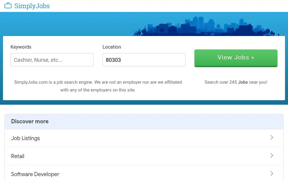 Screenshot of simplyjobs.com