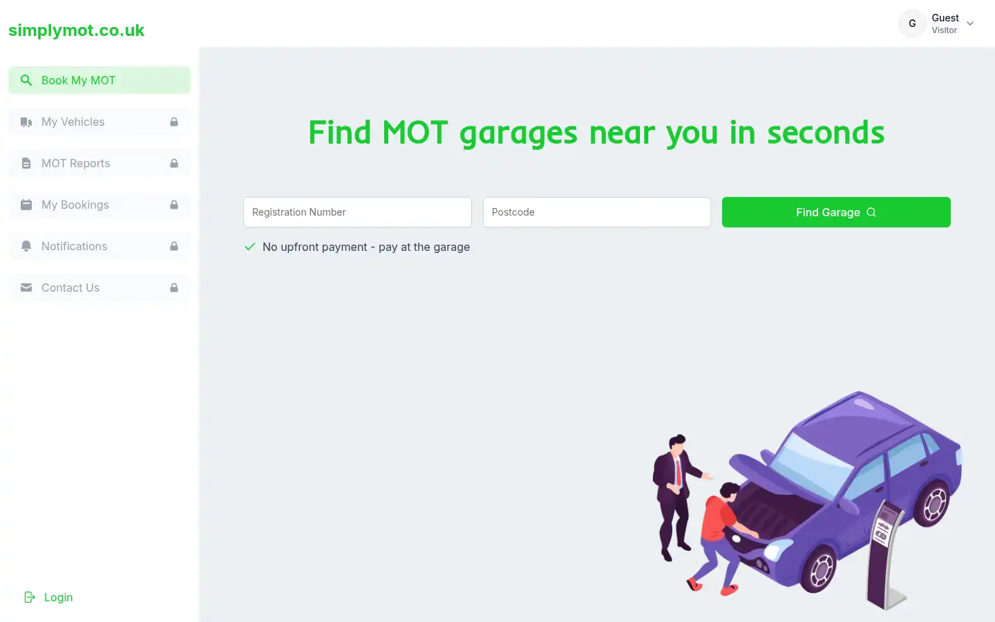 Screenshot of simplymot.co.uk