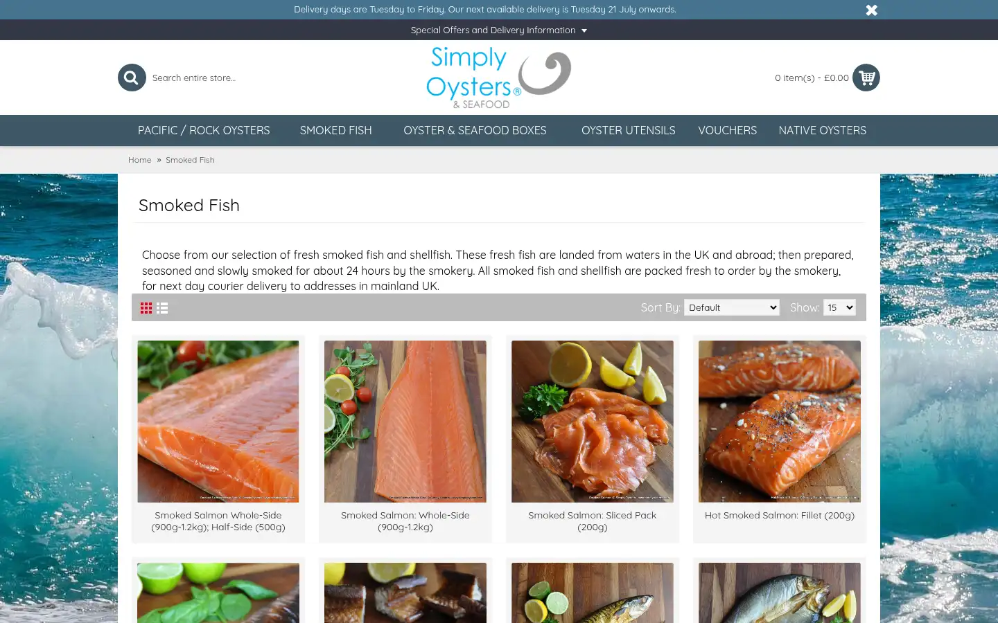Screenshot of simplyoysters.com