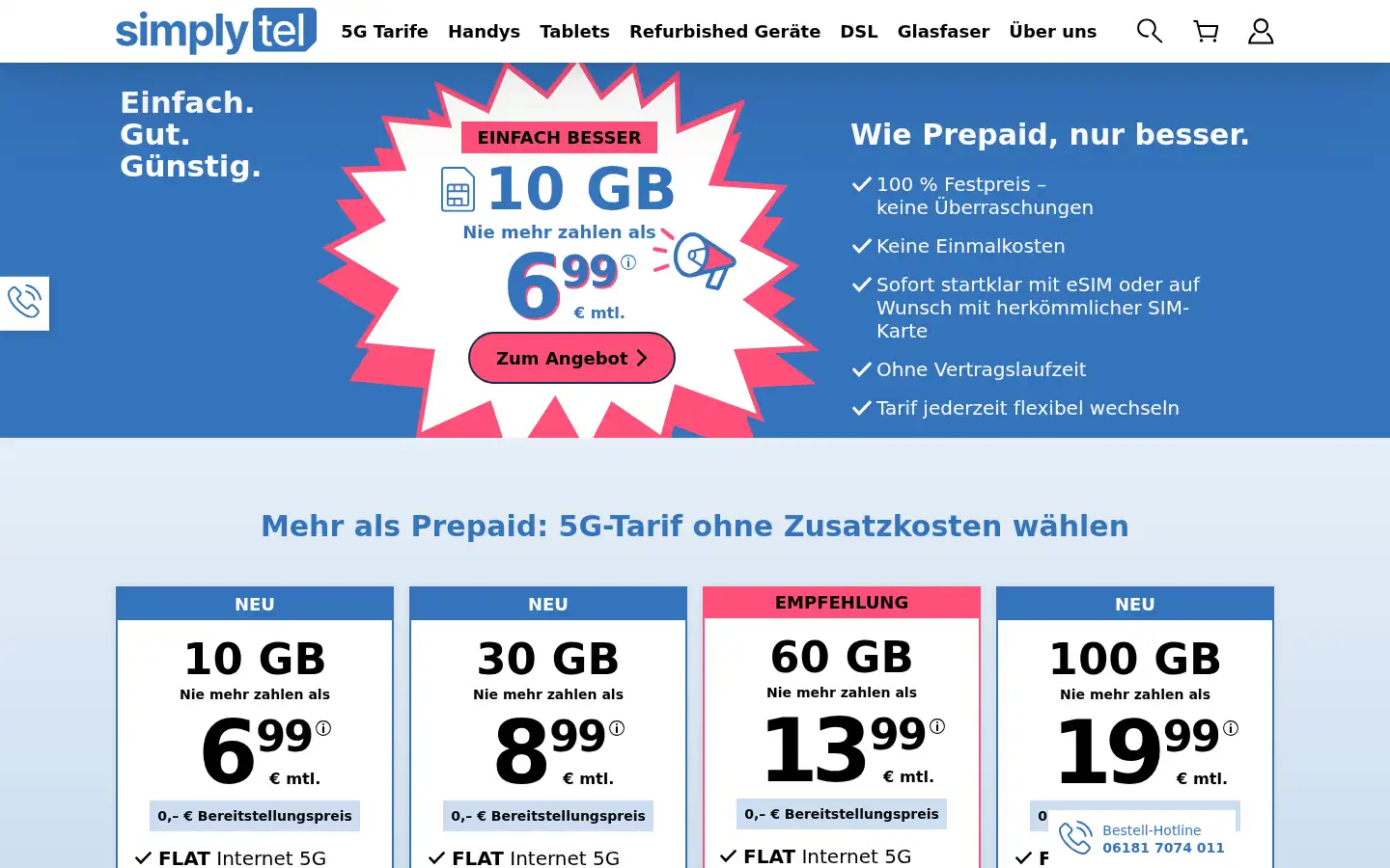 Screenshot of simplytel.de