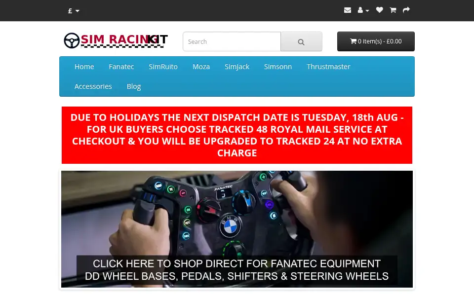 Screenshot of simracingkit.co.uk