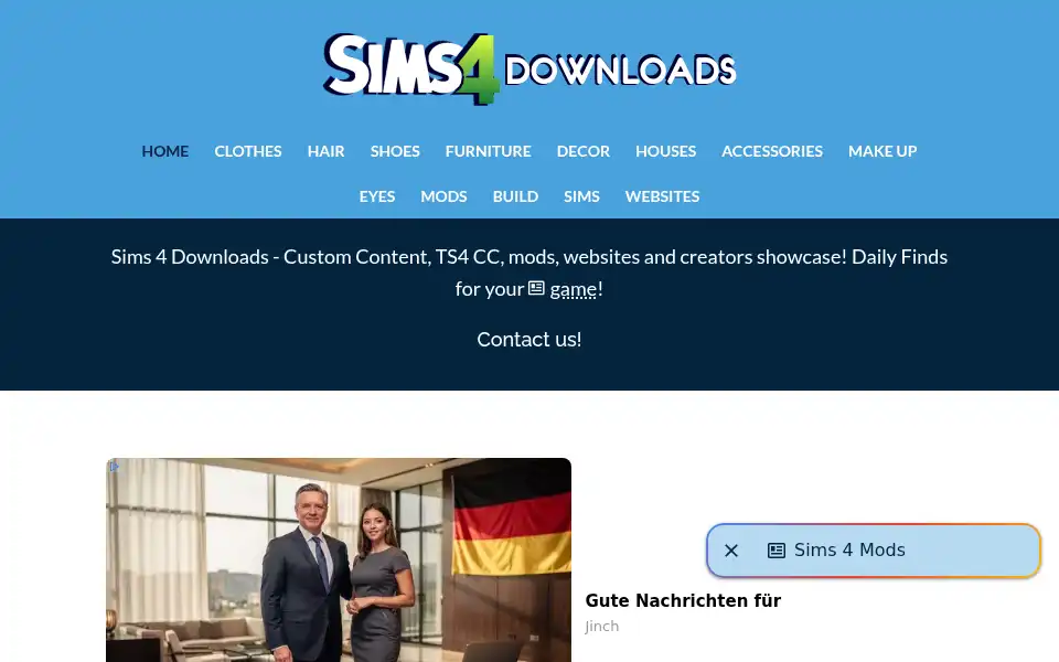 Screenshot of sims4downloads.net